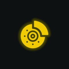 Brake yellow glowing neon icon