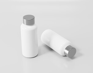 White plastic bottle, thermos water bottle, 3d rendering, 3d illustration