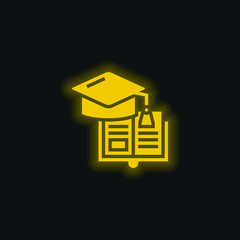 Book yellow glowing neon icon