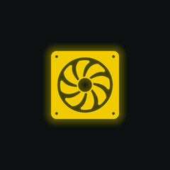 Big Electric Fan yellow glowing neon icon
