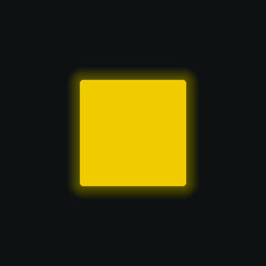 Black Square Shape yellow glowing neon icon