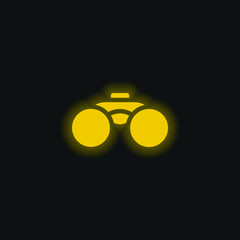 Binoculars Tool yellow glowing neon icon