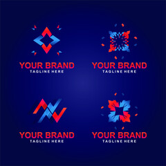 bundle of company logo vector simple and elegant design