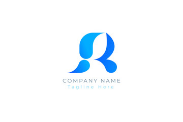 Fototapeta premium Letter R blue color creative and simple modern business logo 