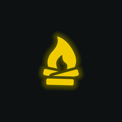 Bonfire yellow glowing neon icon