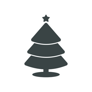 simple christmas tree icon on white background