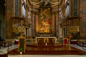 Fototapeta na wymiar The altar of SS. Ambrogio e Carlo al Corso church in Rome 