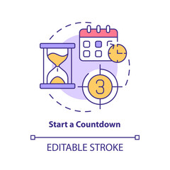 Countdown concept icon. Start boosting customer engagement. Small business marketing strategy abstract idea thin line illustration. Vector isolated outline color drawing. Editable stroke