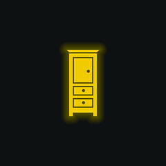 Bedroom Drawers Furniture yellow glowing neon icon