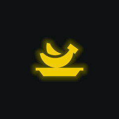 Banana yellow glowing neon icon