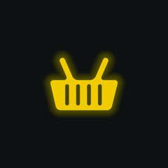 Basket yellow glowing neon icon
