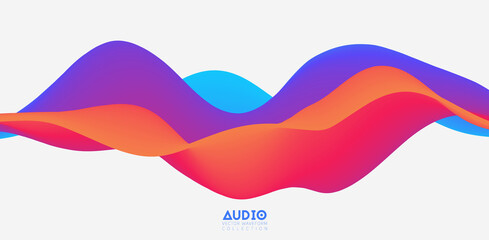 Sound wave visualiztion. 3D colorful solid waveform. Voice sample pattern.