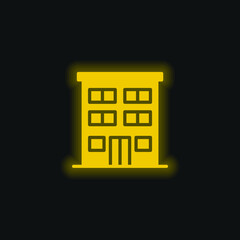 Apartment yellow glowing neon icon