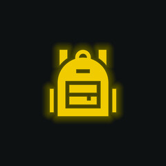 Obraz premium Backpack yellow glowing neon icon