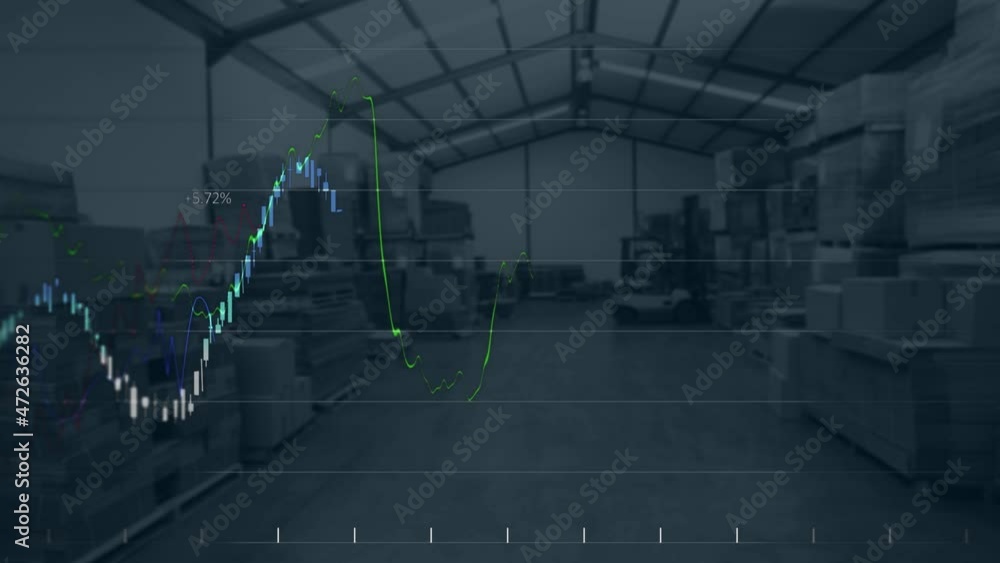 Aufkleber animation of statistics and data processing over warehouse