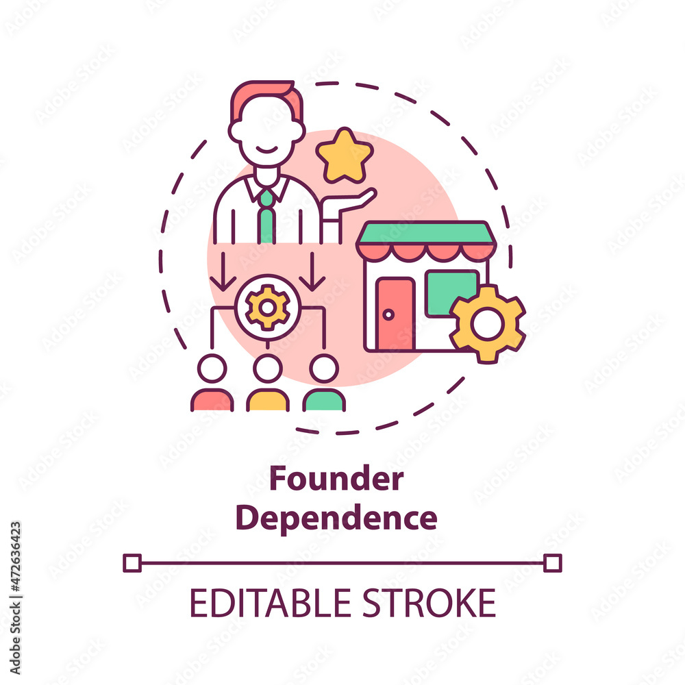 Poster founder dependence concept icon. startup issues. problems of small companies development abstract id