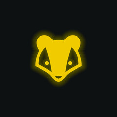 Badger yellow glowing neon icon