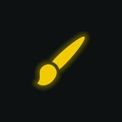 Artist Brush yellow glowing neon icon