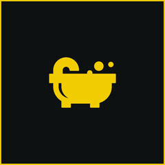 Bathtub yellow glowing neon icon