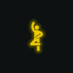 Ballet Pose yellow glowing neon icon
