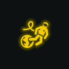 Astronaut yellow glowing neon icon