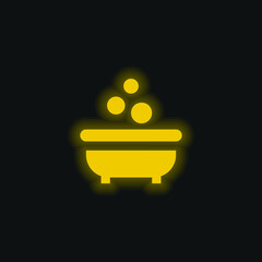 Bathtub yellow glowing neon icon