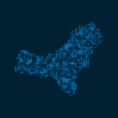 Fototapeta premium El Hierro dotted glowing map. Shape of the island with blue bright bulbs. Vector illustration.