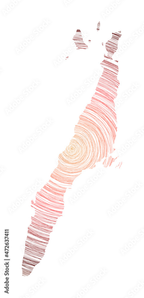Poster cebu map filled with concentric circles. sketch style circles in shape of the island. vector illustr