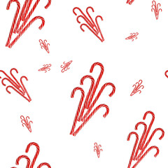 Christmas candy on a white background. Seamless pattern.