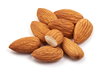 Almond. Almond nuts, isolated on white background.