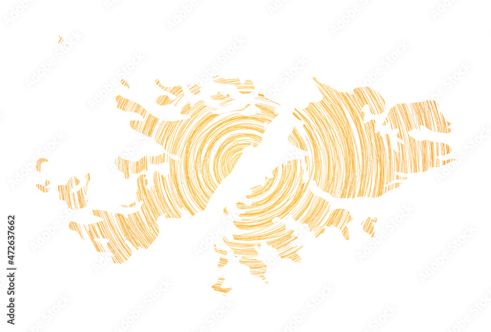 Poster falklands map filled with concentric circles. sketch style circles in shape of the country. vector i