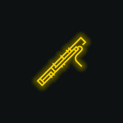 Bassoon yellow glowing neon icon