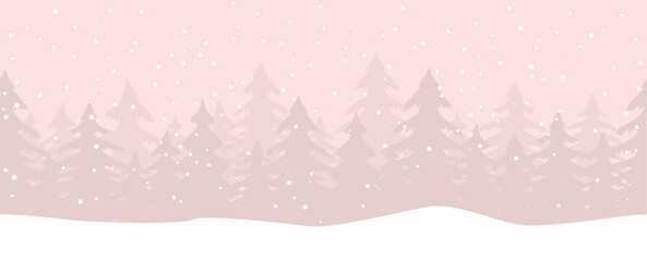 christmas landscape background with firs and snowfall