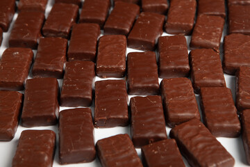 Assortment of delicious chocolate candies background. Chocolate candy isolated 