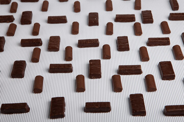 Assortment of delicious chocolate candies background. Chocolate candy isolated 