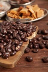 Assortment of delicious chocolate candies background. Chocolate candy isolated 