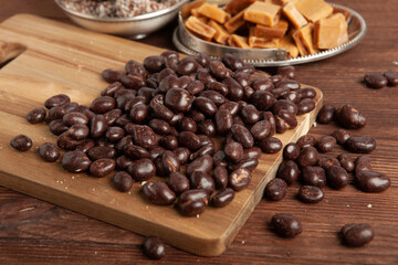 Assortment of delicious chocolate candies background. Chocolate candy isolated 