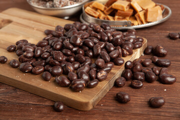 Assortment of delicious chocolate candies background. Chocolate candy isolated 