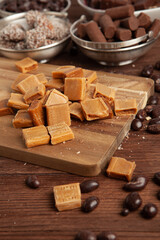 Assortment of delicious chocolate candies background. Chocolate candy isolated 
