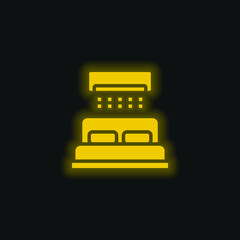 Bed yellow glowing neon icon