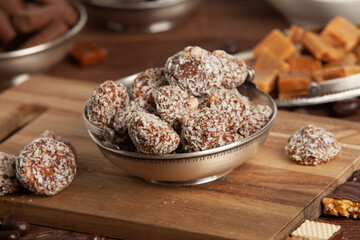 Assortment of delicious chocolate candies background. Chocolate candy isolated 