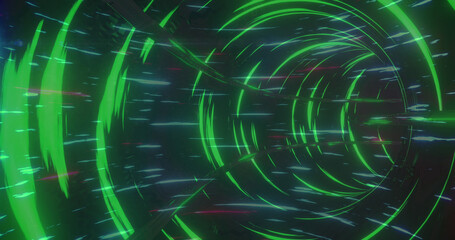 Image of light trails over digital tunnel