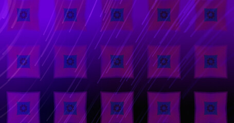 Image of light trails over moving shapes