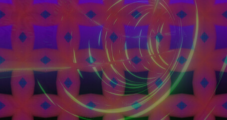 Image of moving shapes over digital tunnel