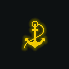 Anchor yellow glowing neon icon