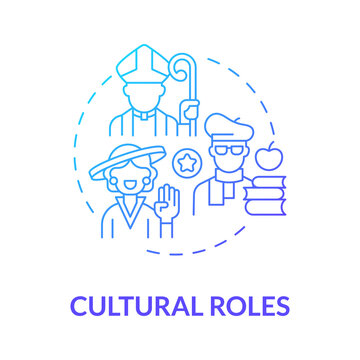 Cultural roles blue gradient concept icon. Social expectation. Participations type for people in society abstract idea thin line illustration. Vector isolated outline color drawing