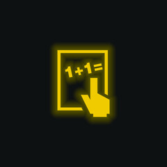Basic Mathematics yellow glowing neon icon