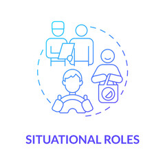 Plakat Situational roles blue gradient concept icon. Social participation. Personal part in society. Community participation rules abstract idea thin line illustration. Vector isolated outline color drawing