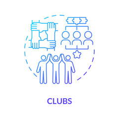 Social club participation blue gradient concept icon. People group role in community. Social participation. Team engagement abstract idea thin line illustration. Vector isolated outline color drawing