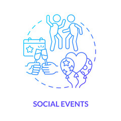 Social events blue gradient concept icon. Participation in community. Social participation. Holiday with work team abstract idea thin line illustration. Vector isolated outline color drawing